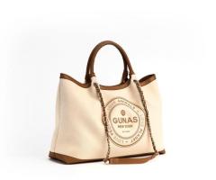 RUTH - Off White/Tan Vegan Canvas Tote - Image 2