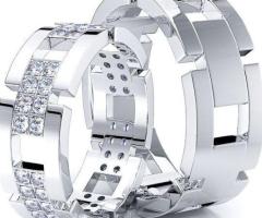 0.72 Carat Fancy 7mm His and Hers Diamond Wedding Band Set